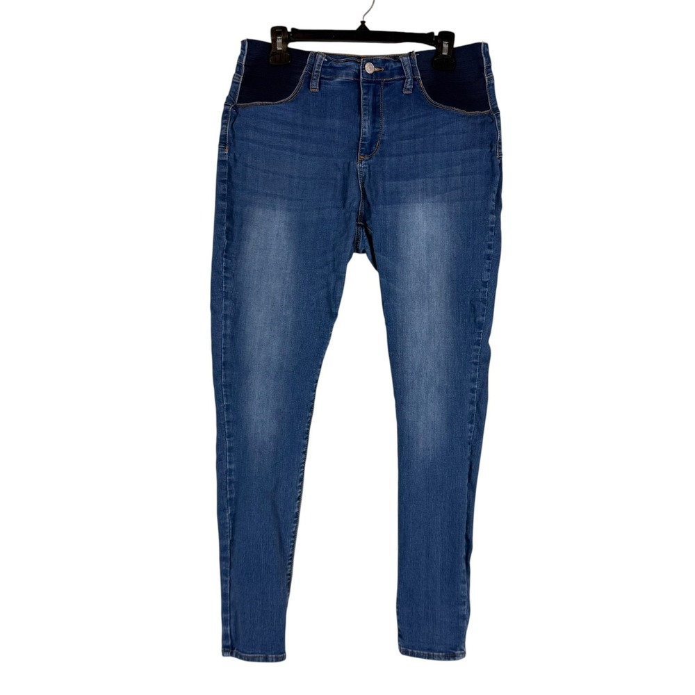 SONG Maternity Skinny Jeans Womens L Blue Medium Wash High Rise Stretch Denim